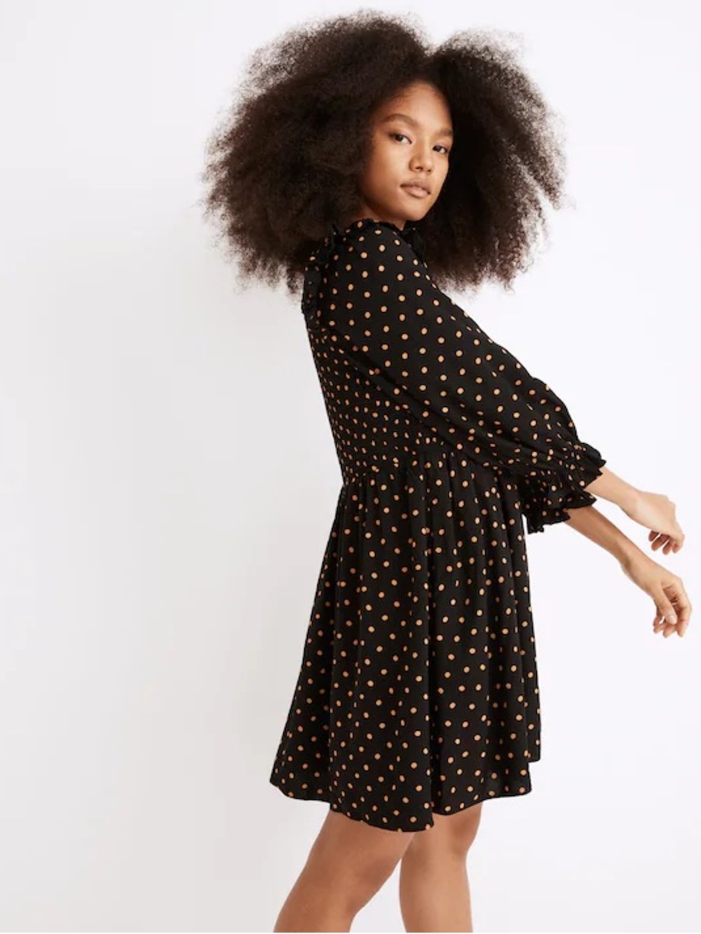 Madewell Lucie V-Neck Smocked Mini Dress in Oval Dot , sz : small - Picture 2 of 11